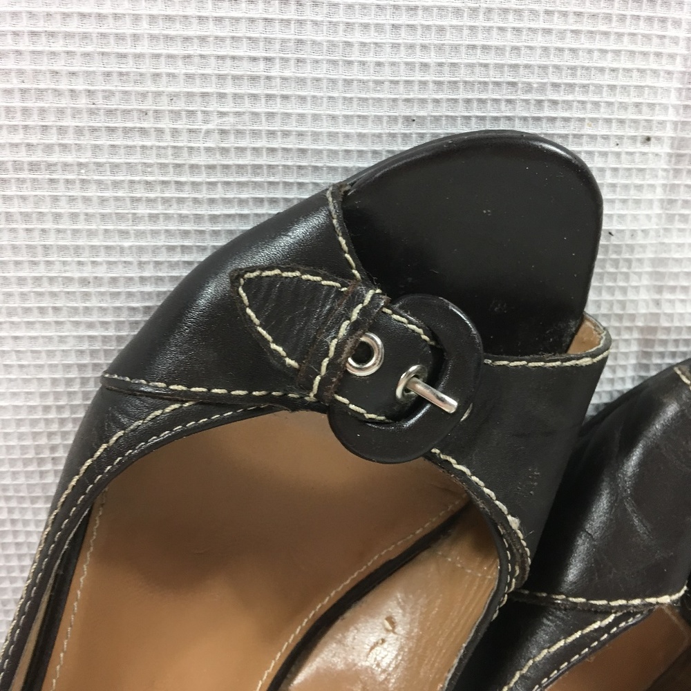Etienne Aigner womens brown leather open toe heels - Picture 7 of 7